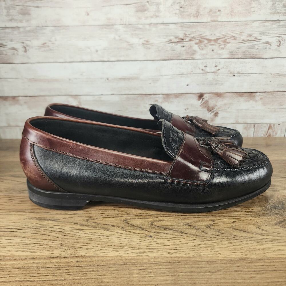 Johnston & Murphy Aragon II Kiltie Tassel Leather Loafers Sz 12 Men Black Brown